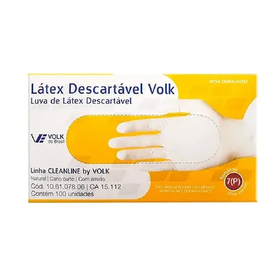 Luva Volk Latex P com 100 Unidades